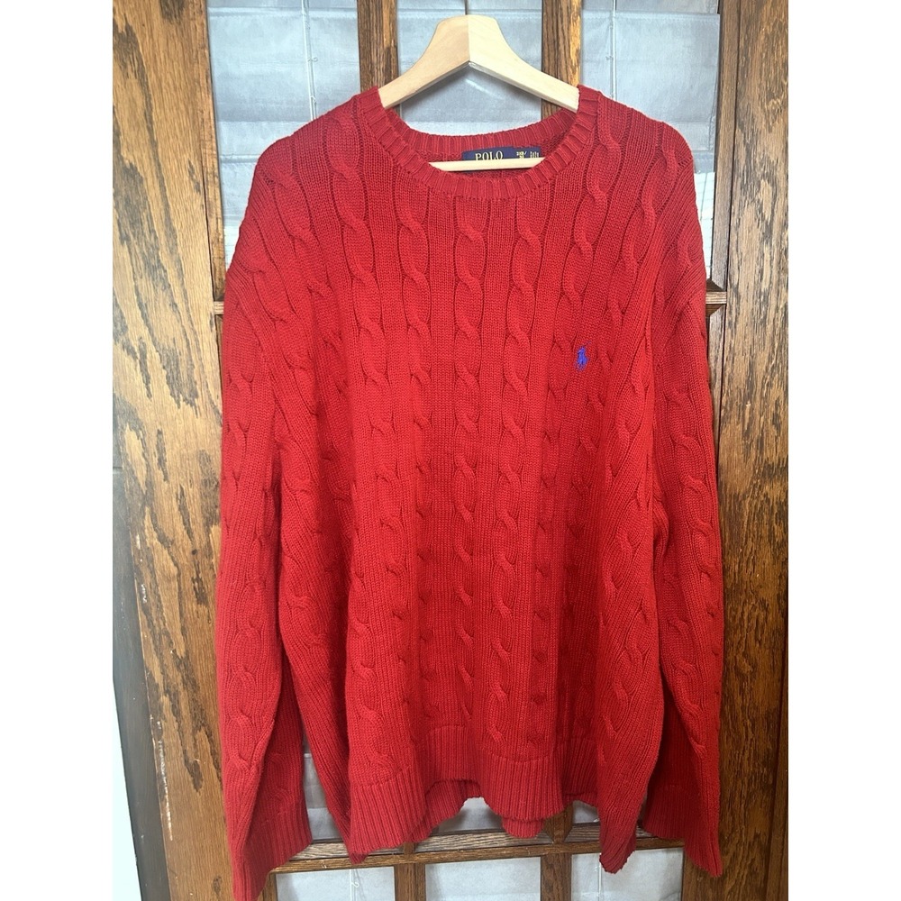 POLO BY RALPH LAUREN PONY MENS RED SWEATER 3XL 100% COTTON BLUE Pony - Picture 8 of 10